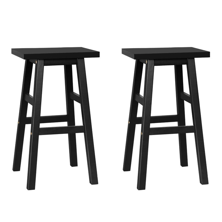 Beechwood Bar Stools Kitchen Counter Stools Wooden Chairs Black x2