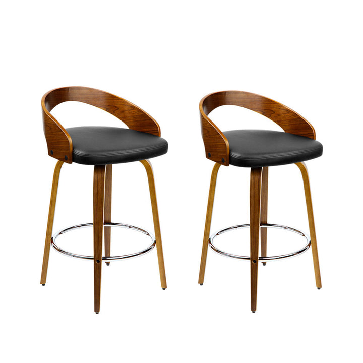Stunning designer 2x Bar Stools Swivel Seat Curving Backrest