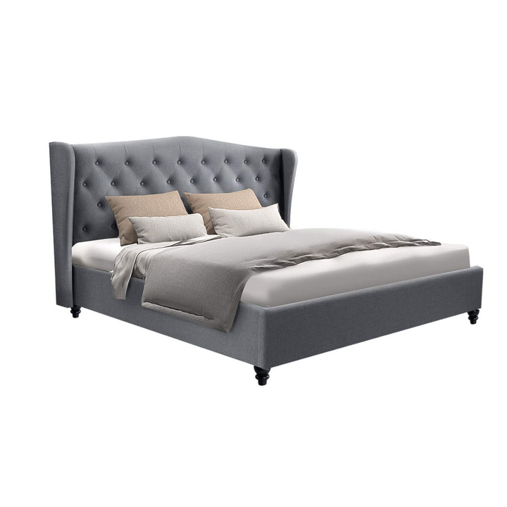 French Bed Frame Queen Size Grey PIER