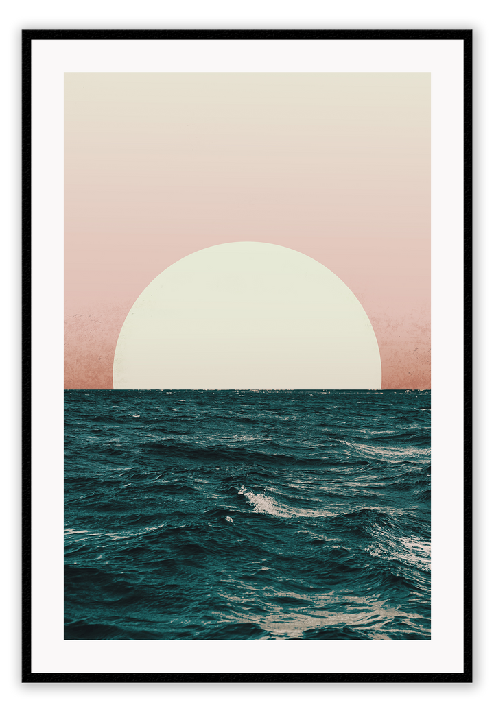 Sunset print water pink blue yellow waves gradient ripple