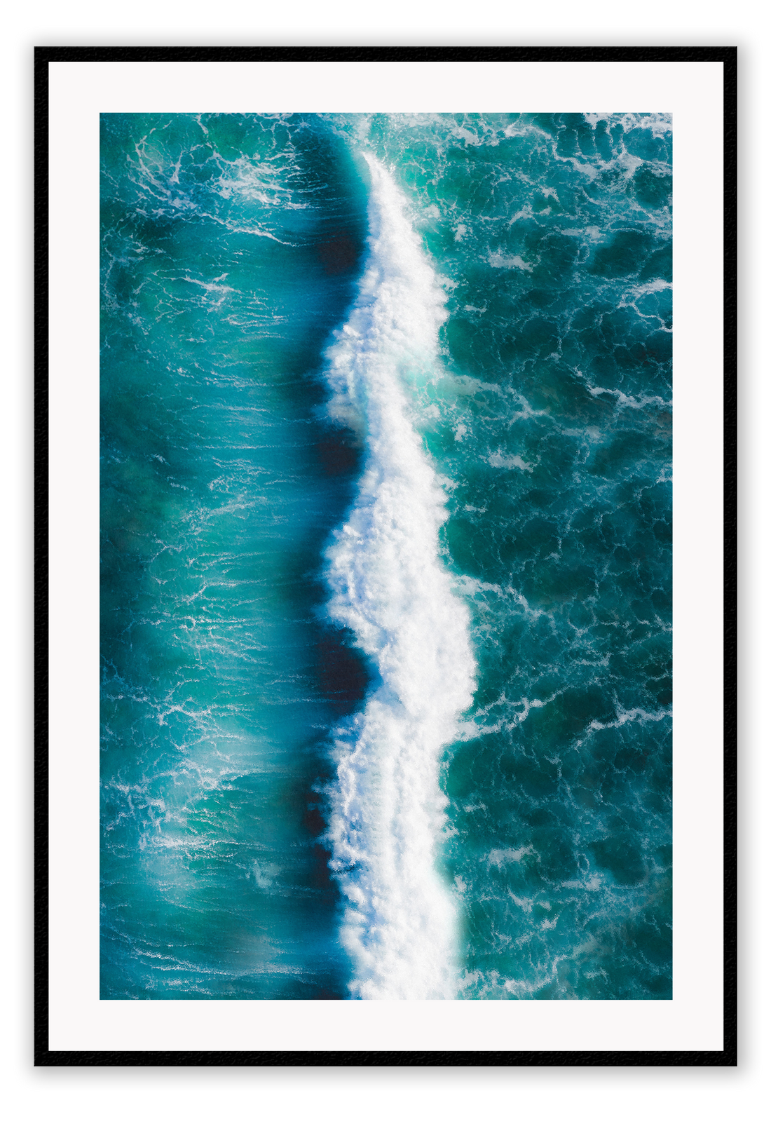 Ocean portrait print blue sea waves white wash minimal coast natural