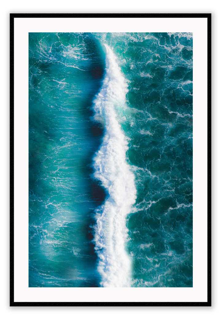 Ocean portrait print blue sea waves white wash minimal coast natural