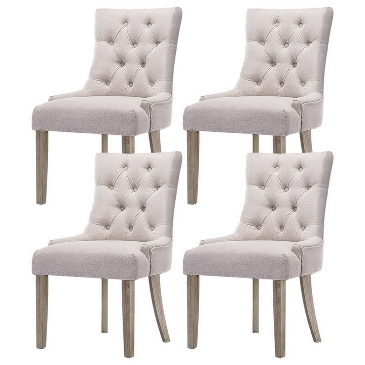 Dining Chairs Set of 4 Linen French Provincial Beige