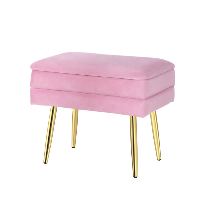 Coastal Charm Ottoman Storage Foot Stool Velvet Pink