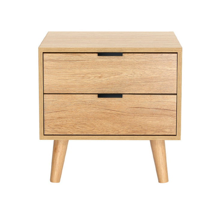 Timber Bedside Table 2 Drawers - Pine