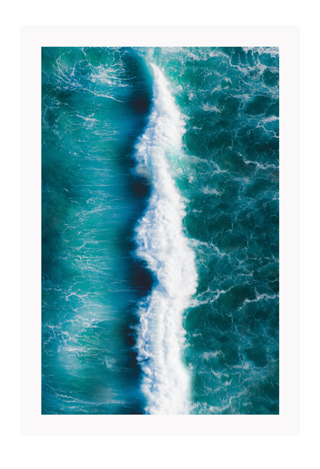 Ocean portrait print blue sea waves white wash minimal coast natural