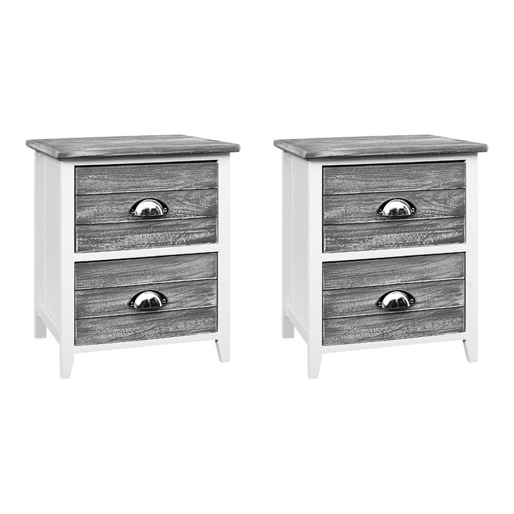 Vintage Bedside Table 2 Drawers Vintage X2 - THYME Grey
