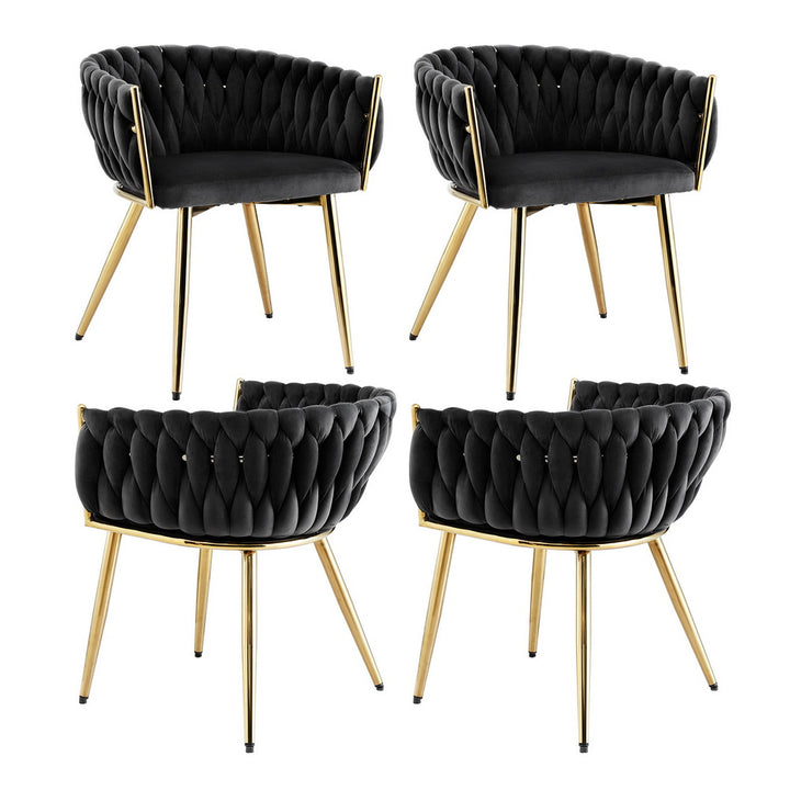 1 Set of 4. Dining Chairs Velvet Armchair Black