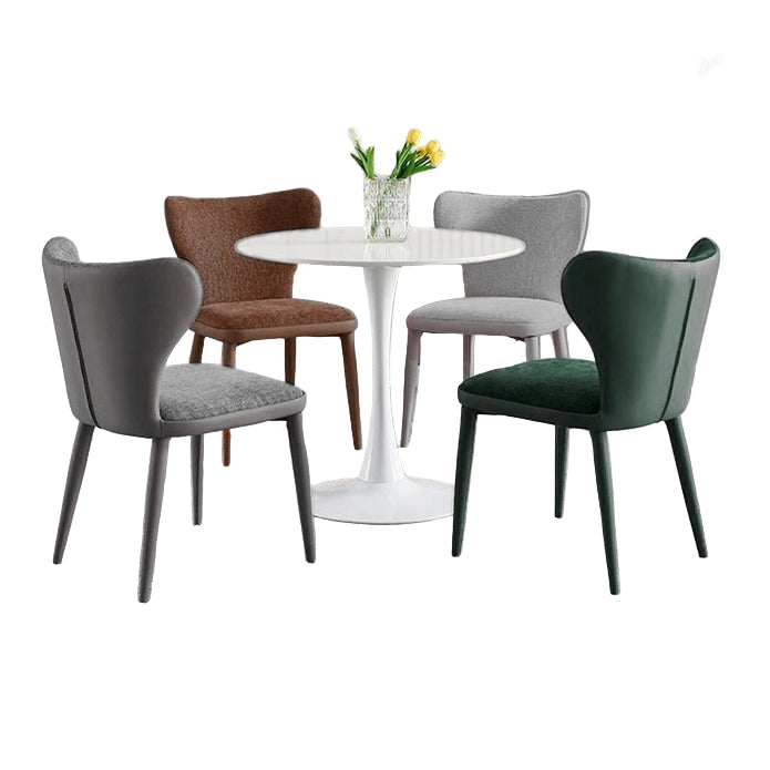 VELLUTO Modern Kitchen Dining Room Chairs Faux Leather Flannel Accent Chairs Metal Vanity Lounge Chair with Back for Living Room Set of 2(Brown)