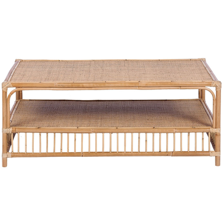 Coastal Charm - Earthy 110cm Rattan Cane Coffee Table - Natural