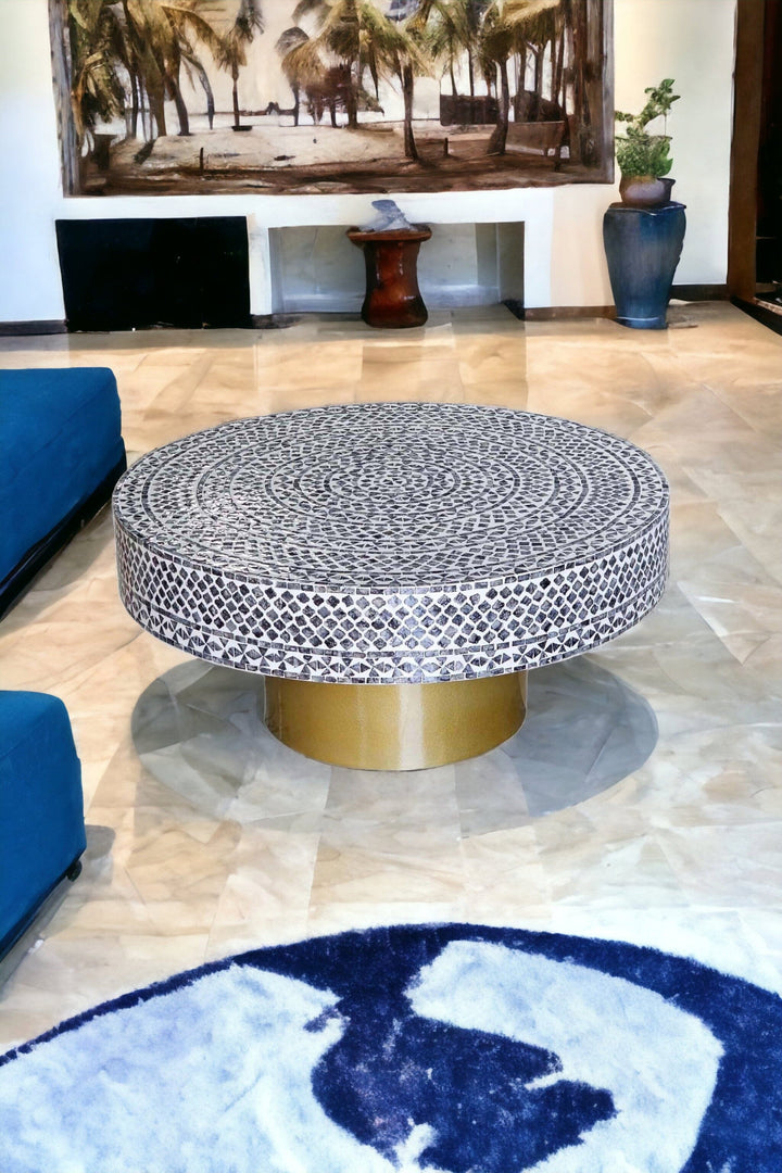 Coastal Charm - Mother of Pearl Obsidian Luxe Coffee Table