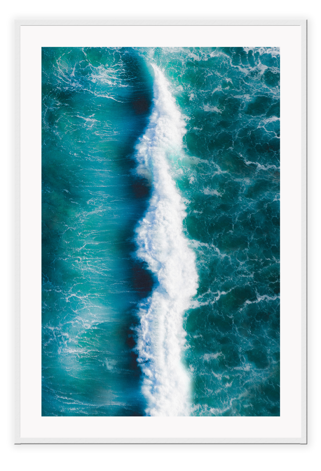 Ocean portrait print blue sea waves white wash minimal coast natural