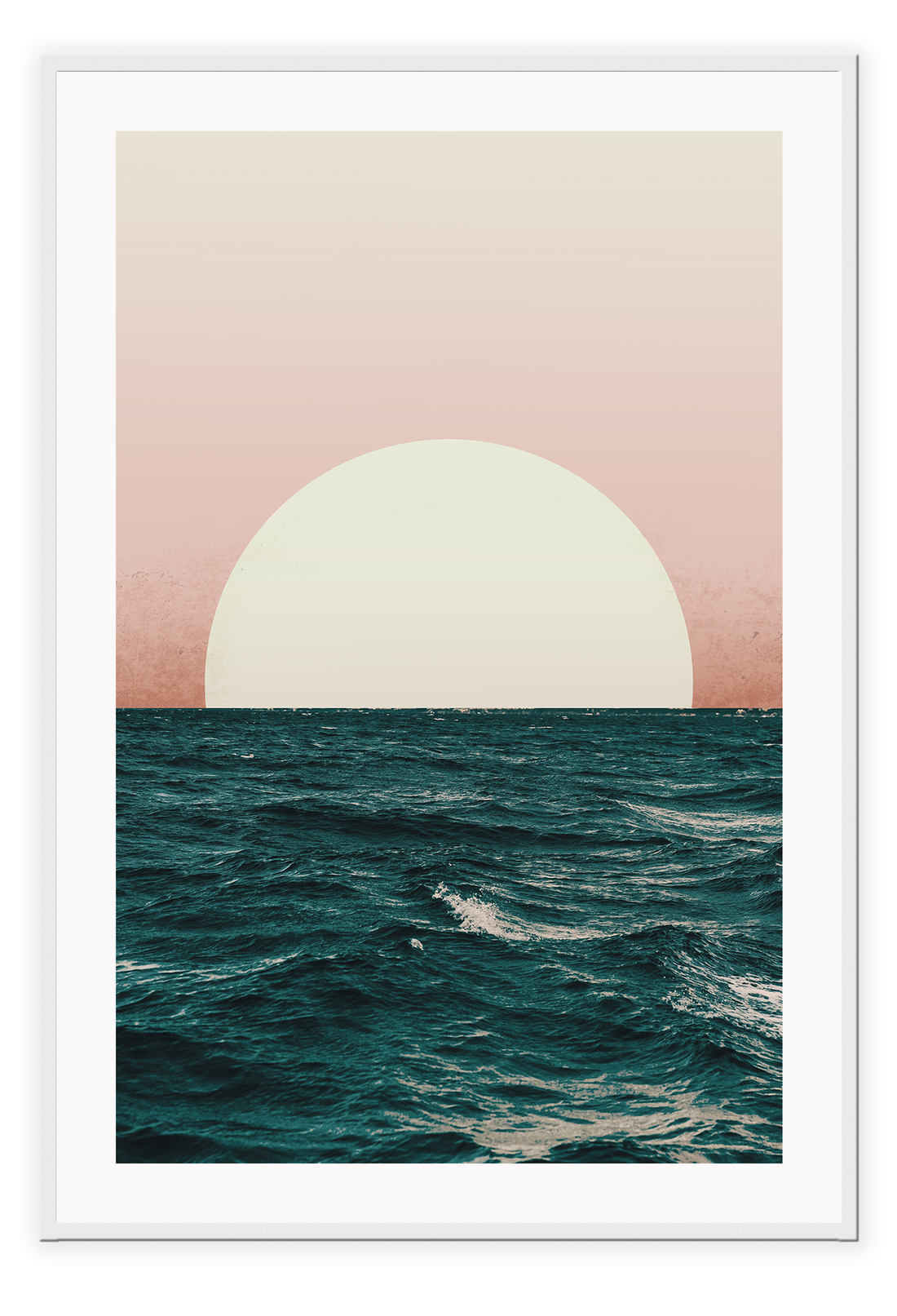 Sunset print water pink blue yellow waves gradient ripple