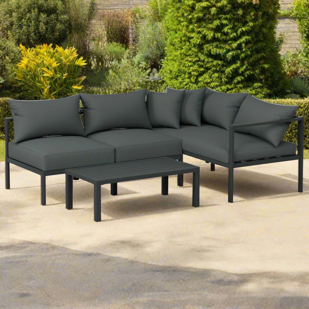 Gardeon 4 Seater Outdoor Sofa Set Aluminium Patio Furniture Setting 4PC Charcoal