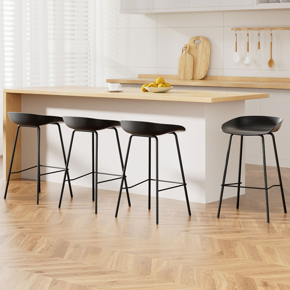 Minimalist 4x Bar Stools Kitchen Counter Stools Metal
