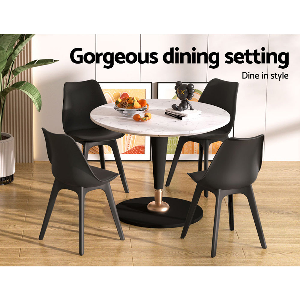 Dining Chairs Set of 4 Leather DSW Replica Black