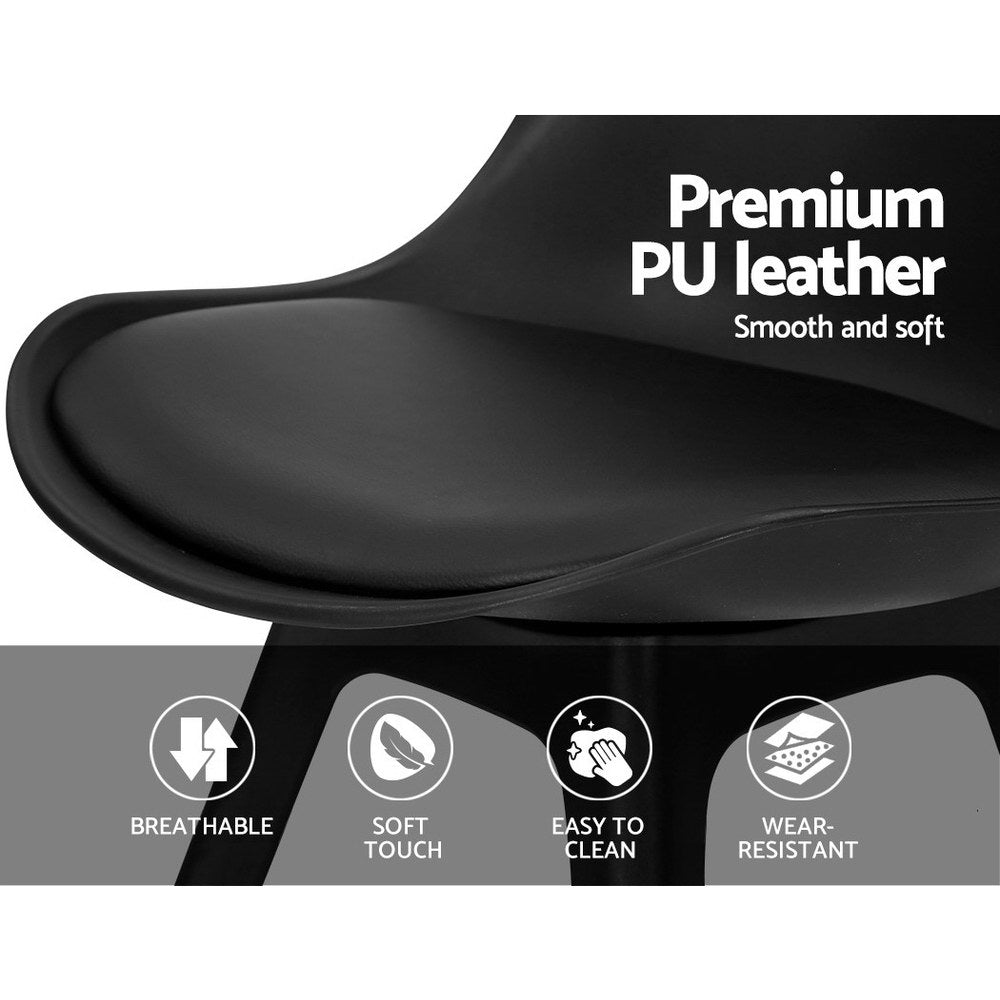 Dining Chairs Set of 4 Leather DSW Replica Black