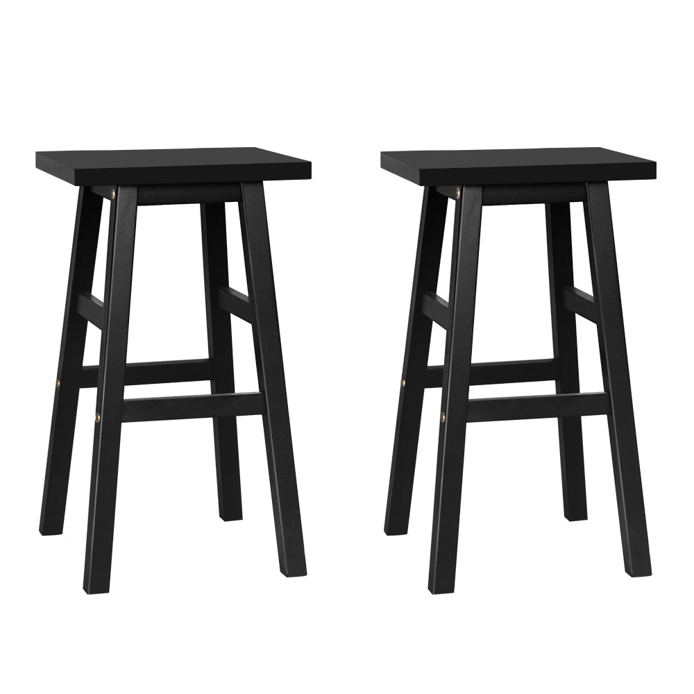 Beechwood Bar Stools Kitchen Counter Stools Wooden Chairs Black x2