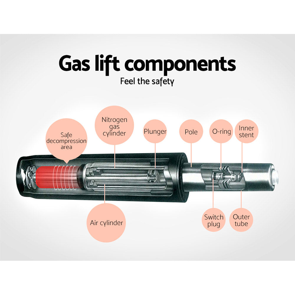 Luxury 2x Bar Stools Leather Gas Lift w/Armrest White