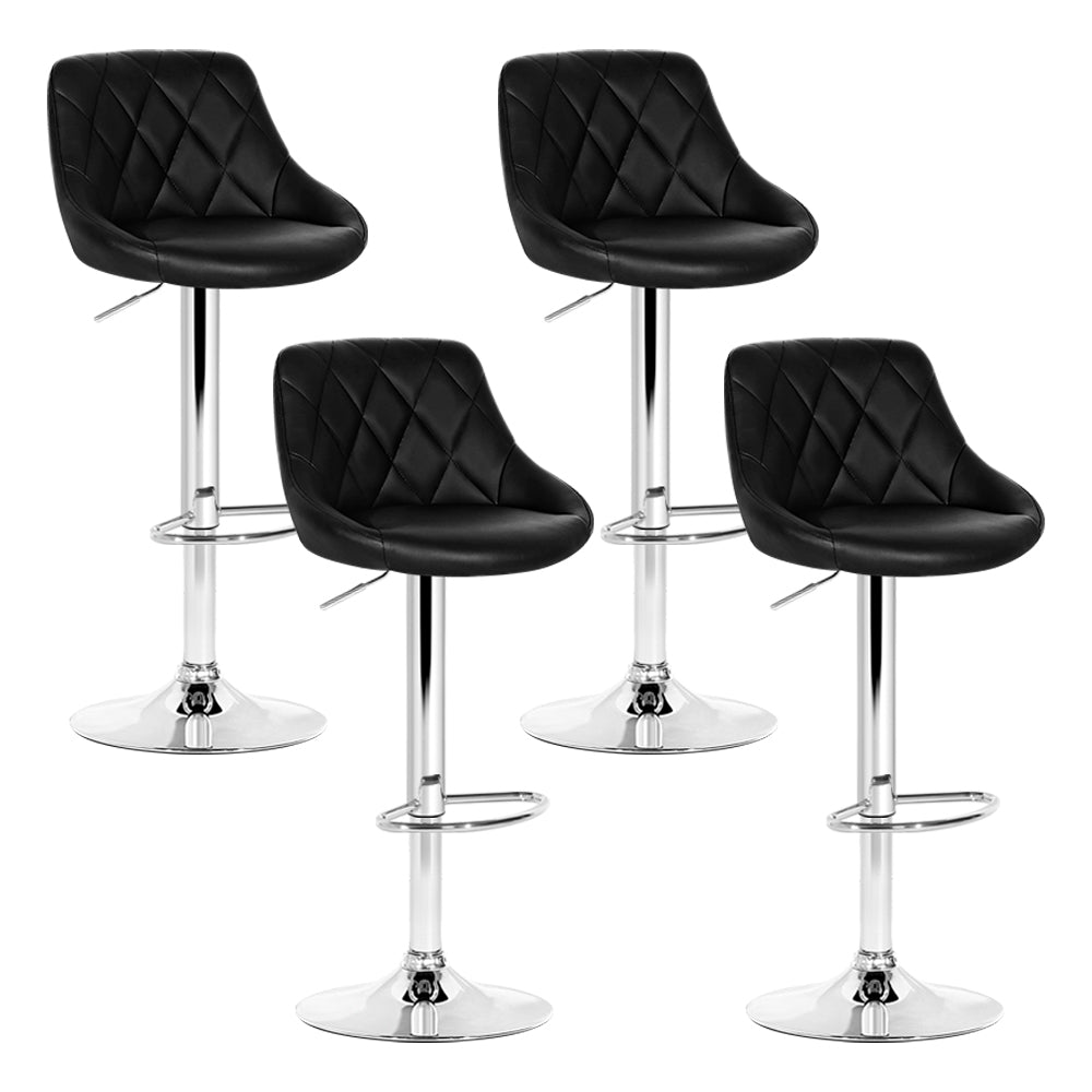 Elan 4x Bar Stools Leather Padded Gas Lift Black