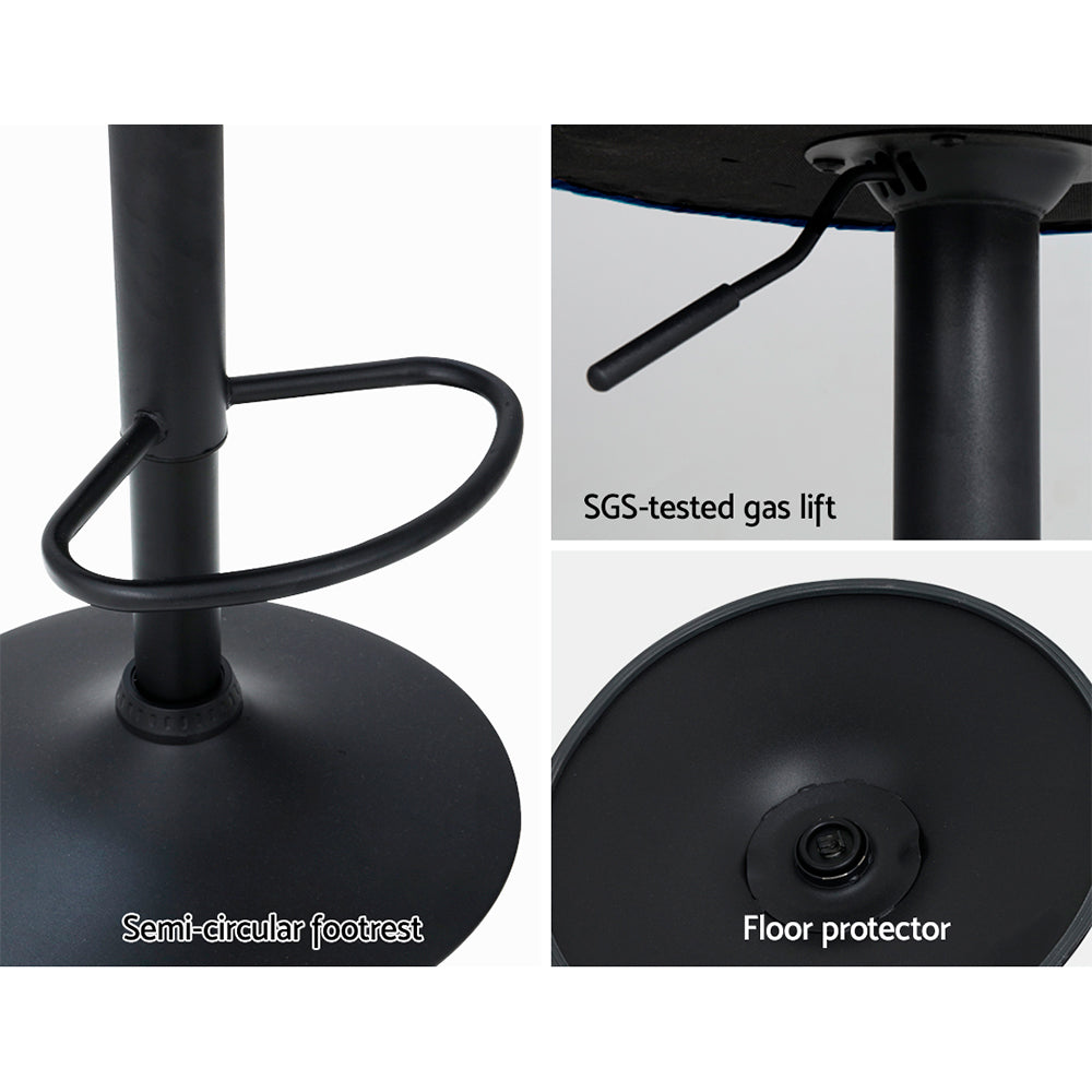 Elegant 2x Bar Stools Gas Lift Velvet Blue