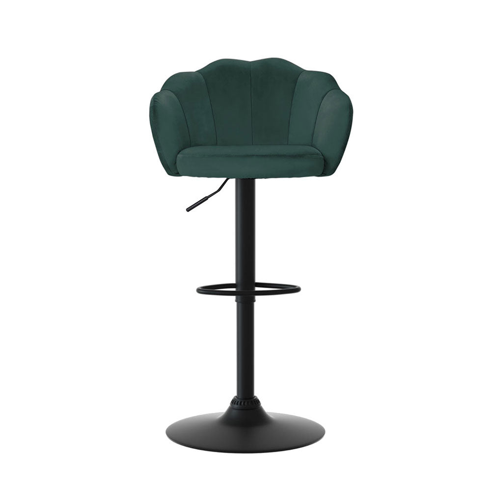 Nessah 4x Bar Stools Gas Lift Velvet Green