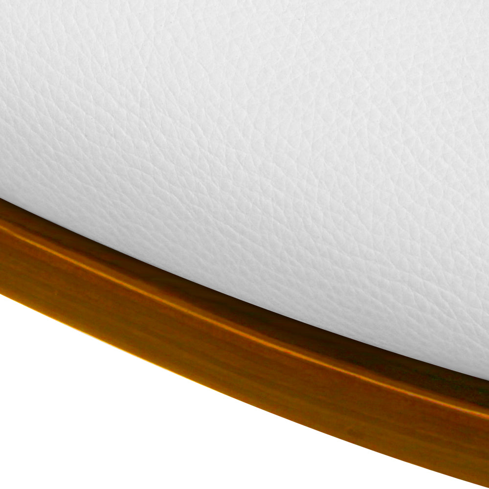 Natural Bar Stools Gas Lift Leather w/Armrest White