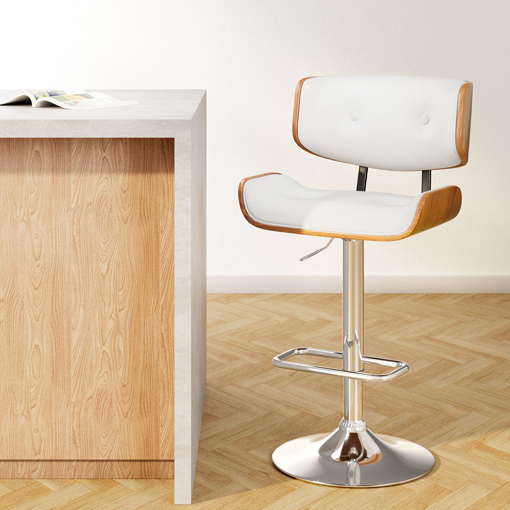 Luxury Bar Stools Gas Lift Leather White