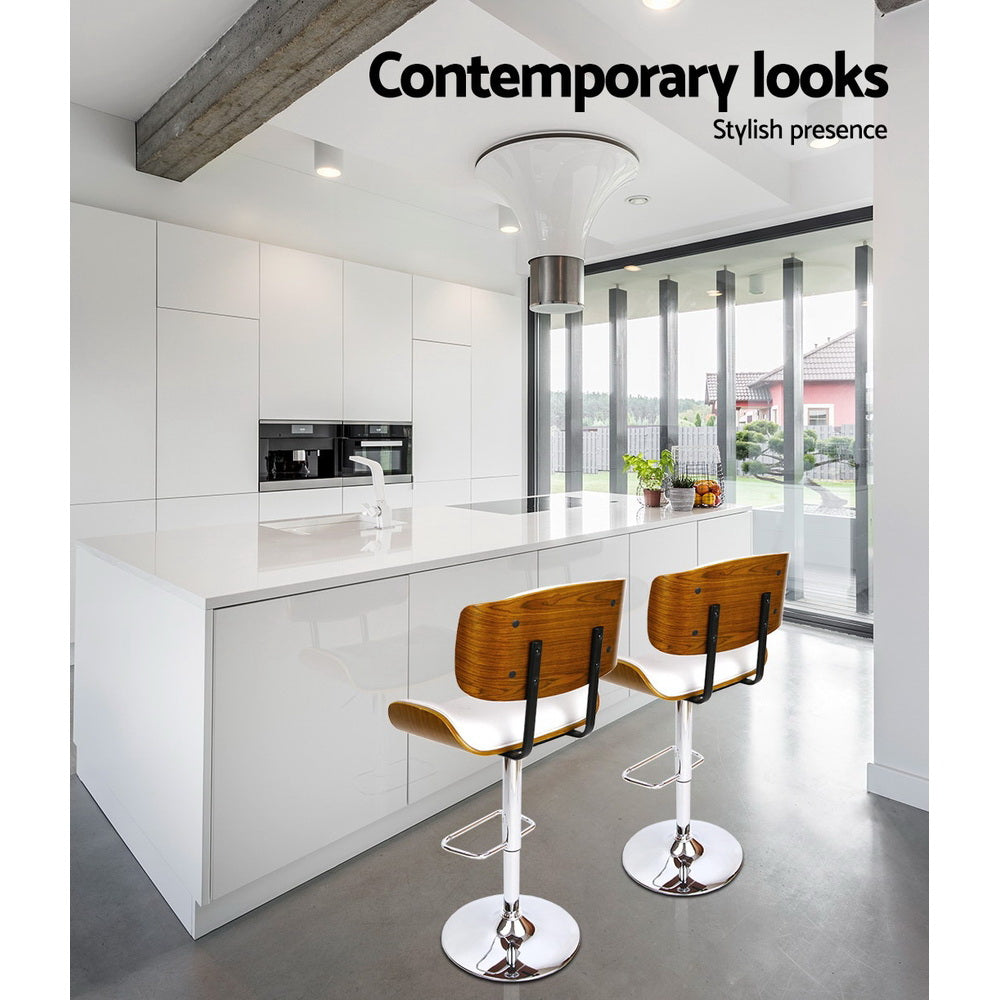 Luxury Bar Stools Gas Lift Leather White