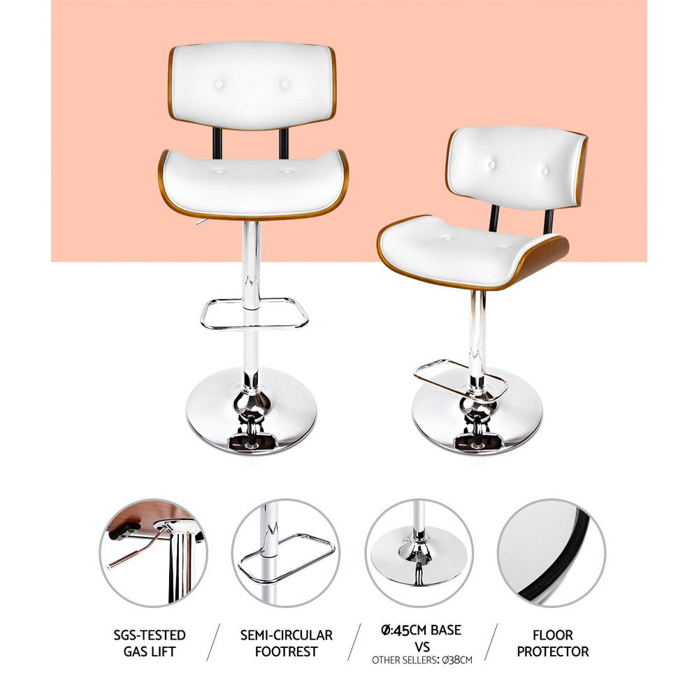 Luxury Bar Stools Gas Lift Leather White