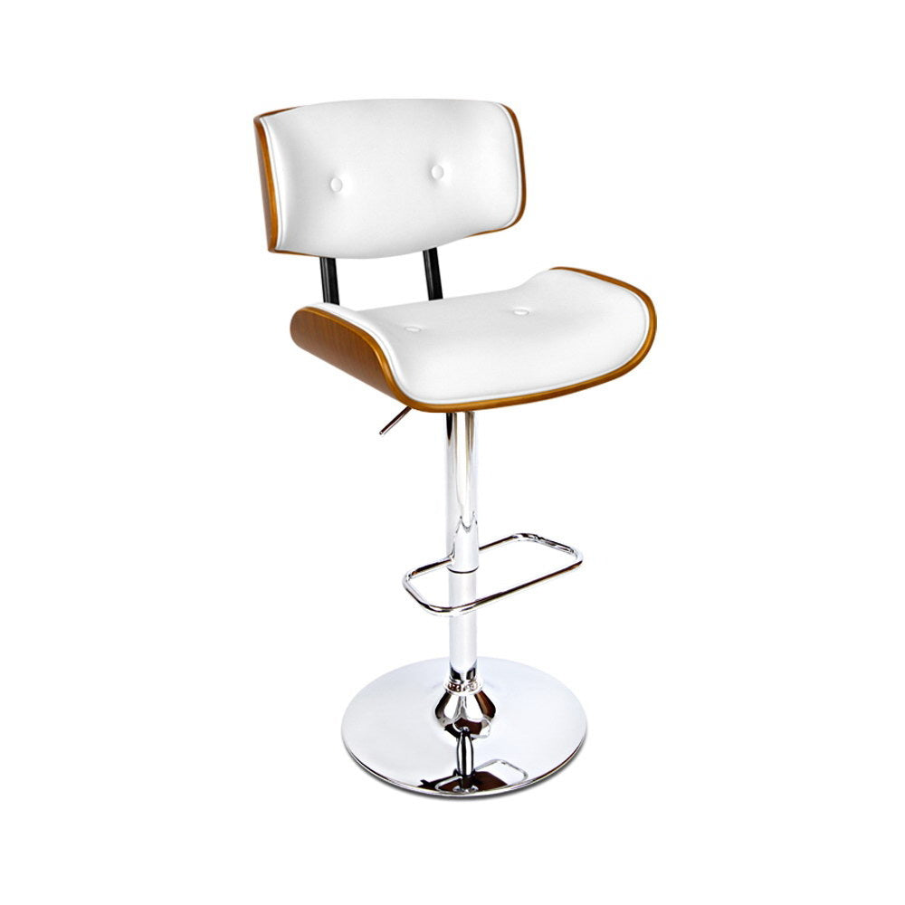 Luxury Bar Stools Gas Lift Leather White