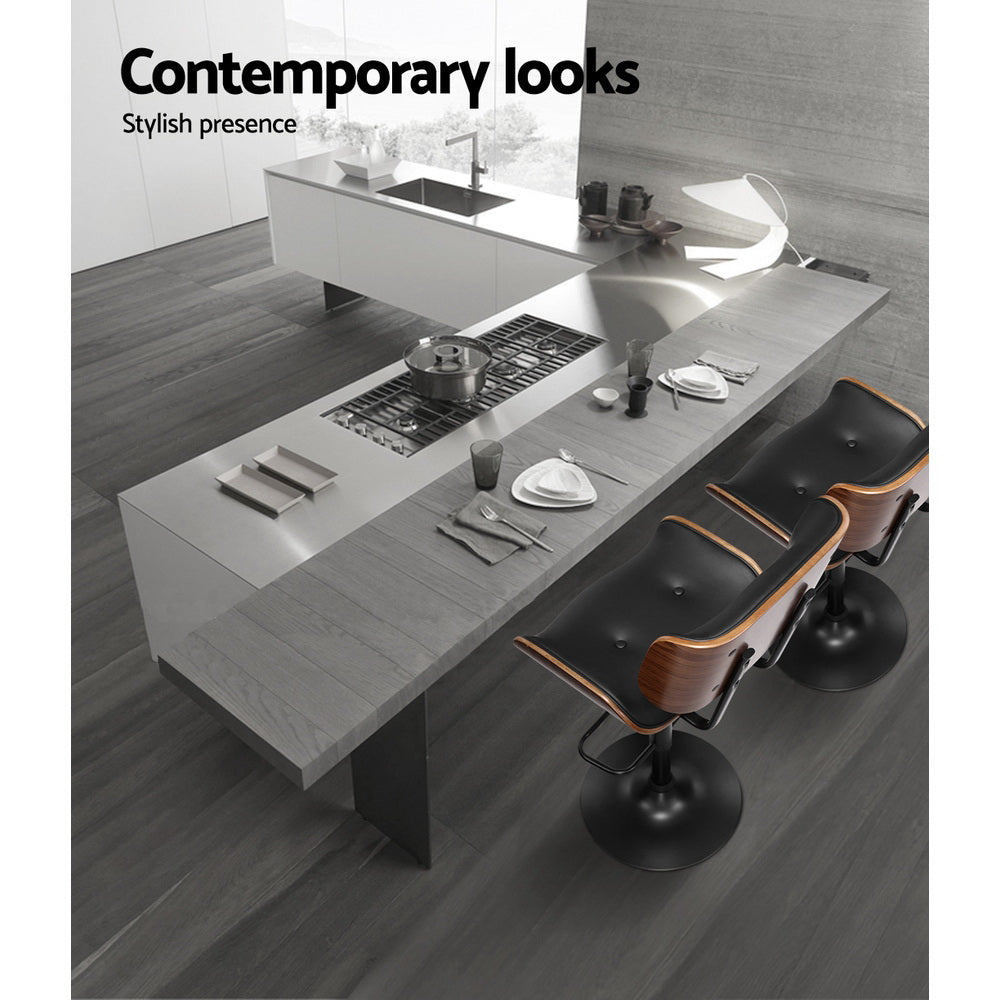 Elegant Bar Stools Gas Lift Leather All Black