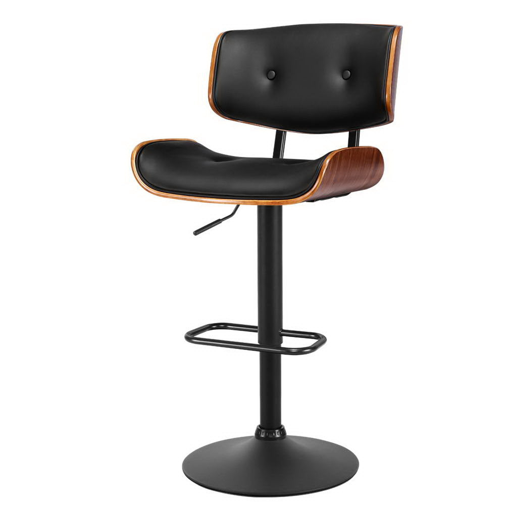 Elegant Bar Stools Gas Lift Leather All Black