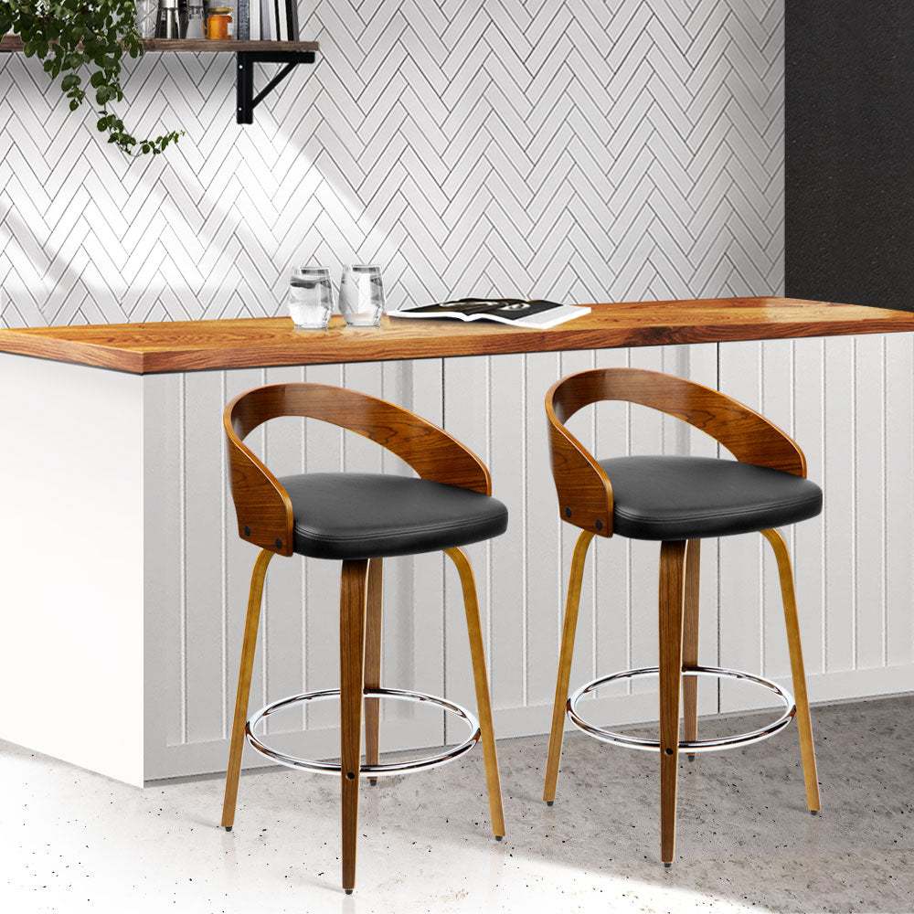 Stunning designer 2x Bar Stools Swivel Seat Curving Backrest