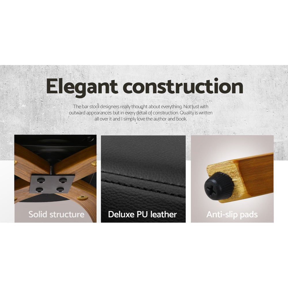 Walnut 4x Bar Stools Swivel Seat Curving Backrest