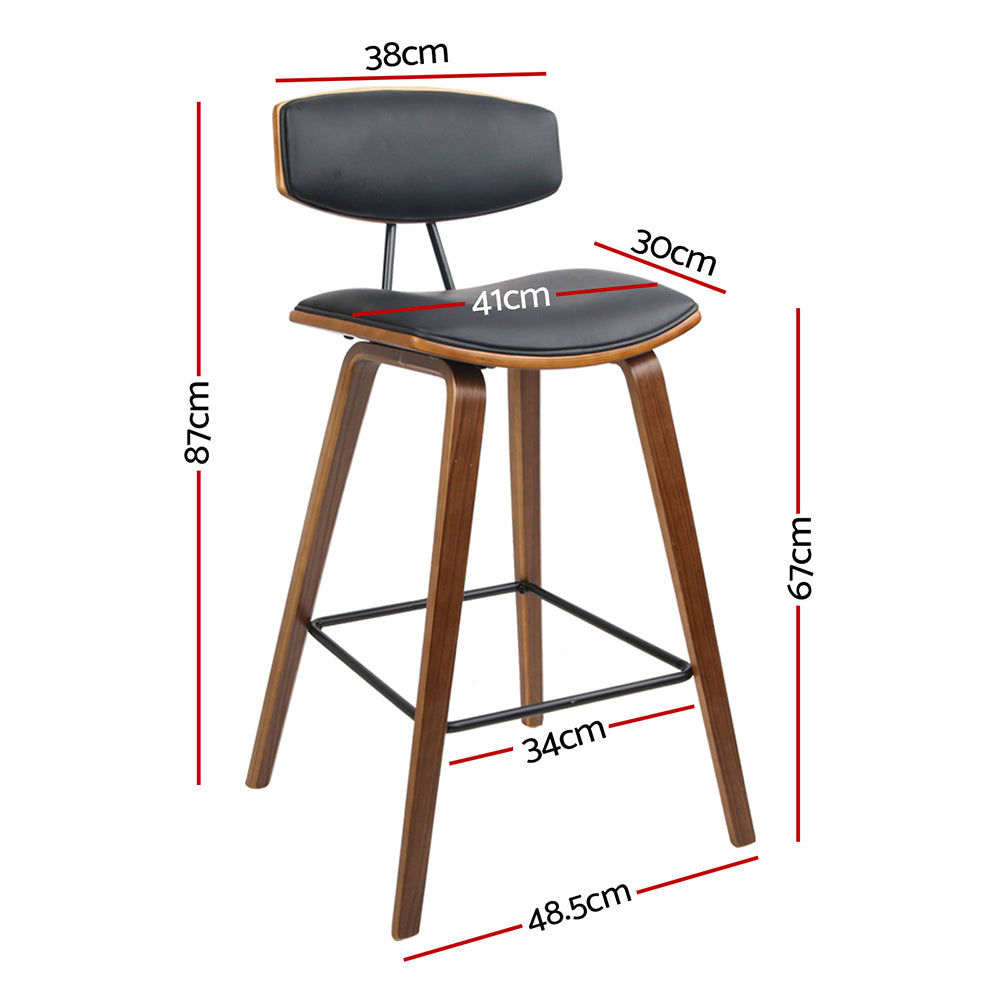 Elegant 4x Bar Stools Leather Padded w/Backrest