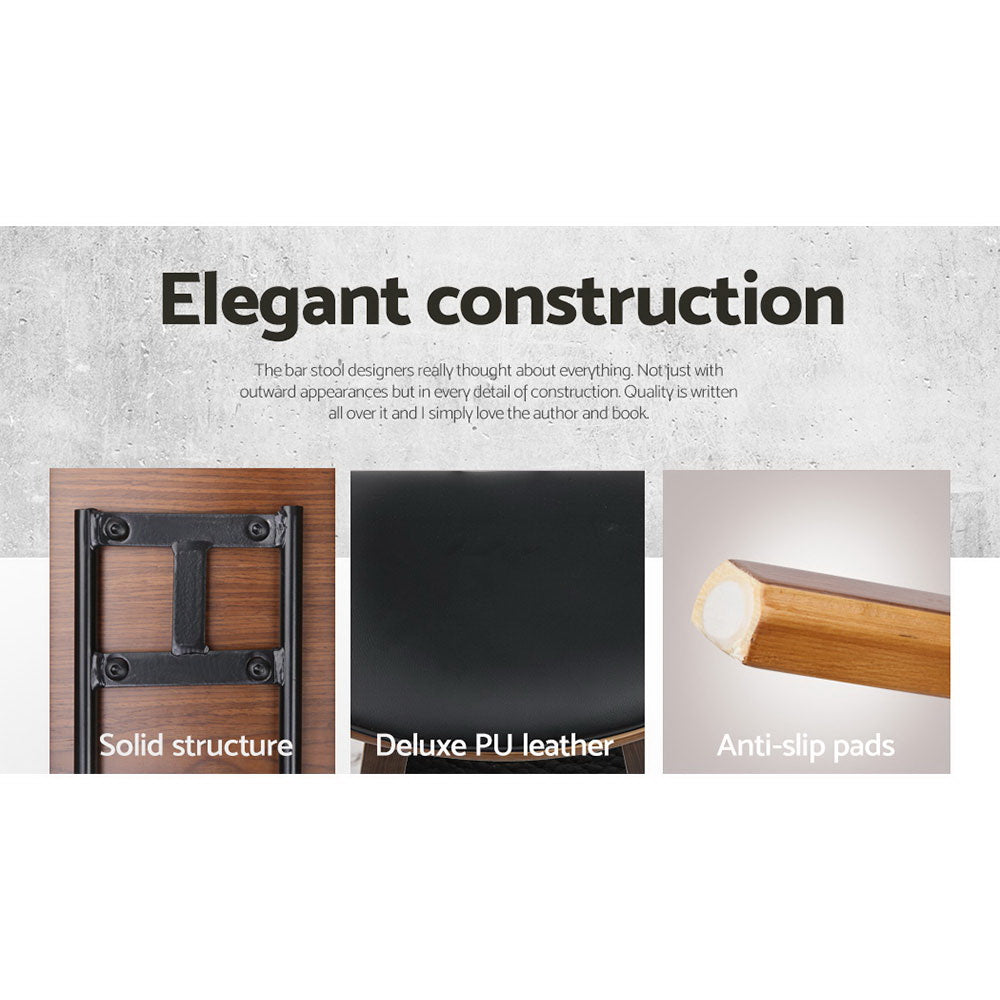 Elegant 4x Bar Stools Leather Padded w/Backrest