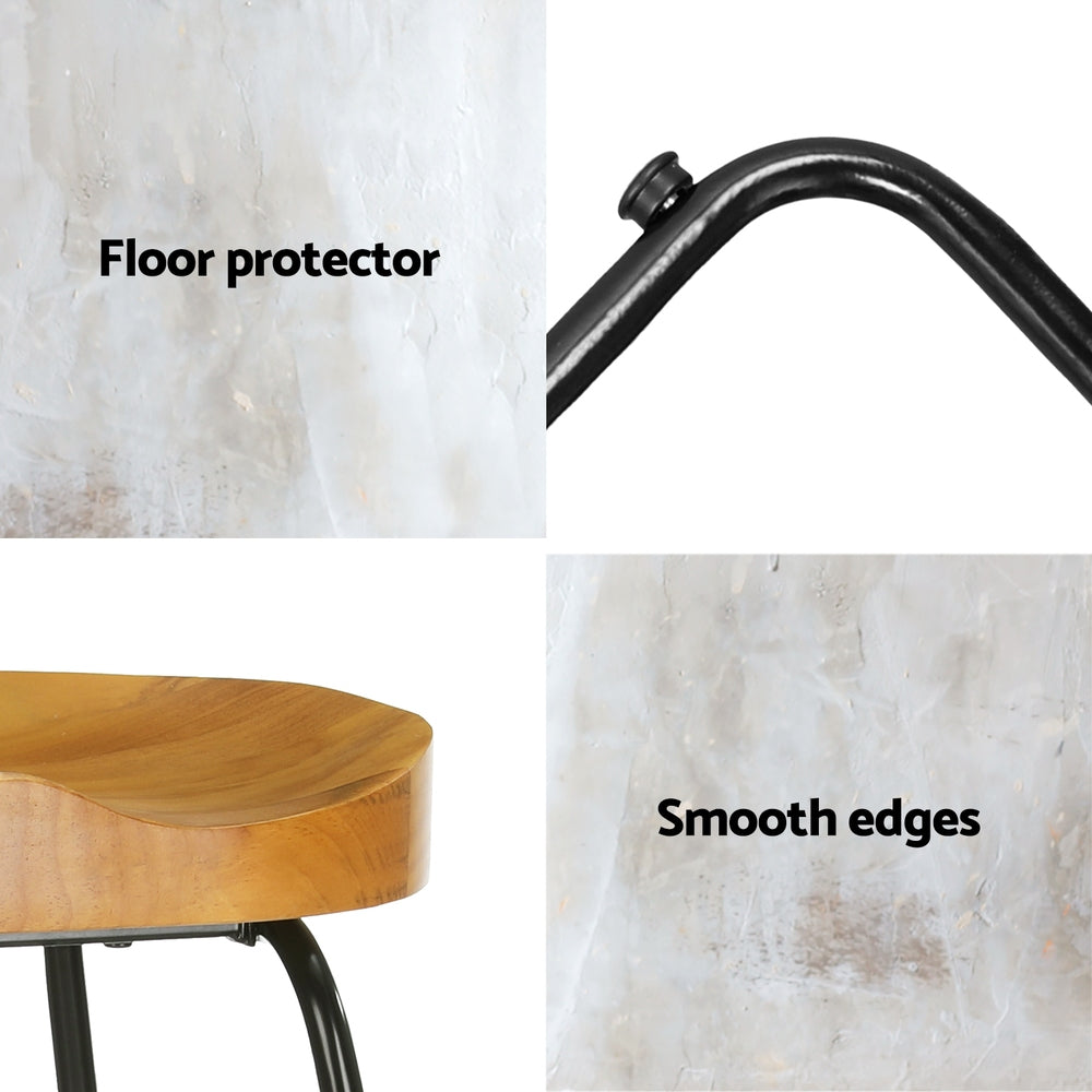 Vintage 2x Bar Stools Tractor Seat 65cm Wooden