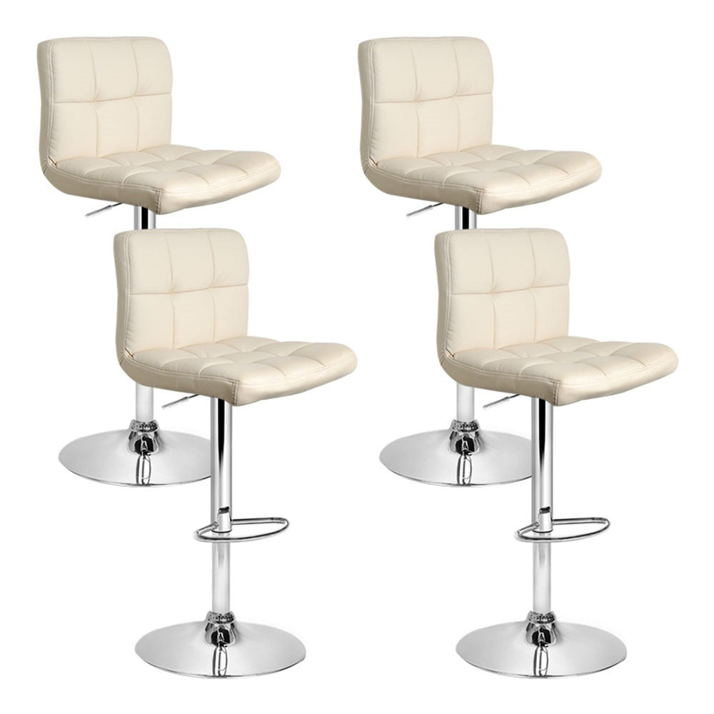 Stylish 4x Bar Stools Leather Gas Lift Beige