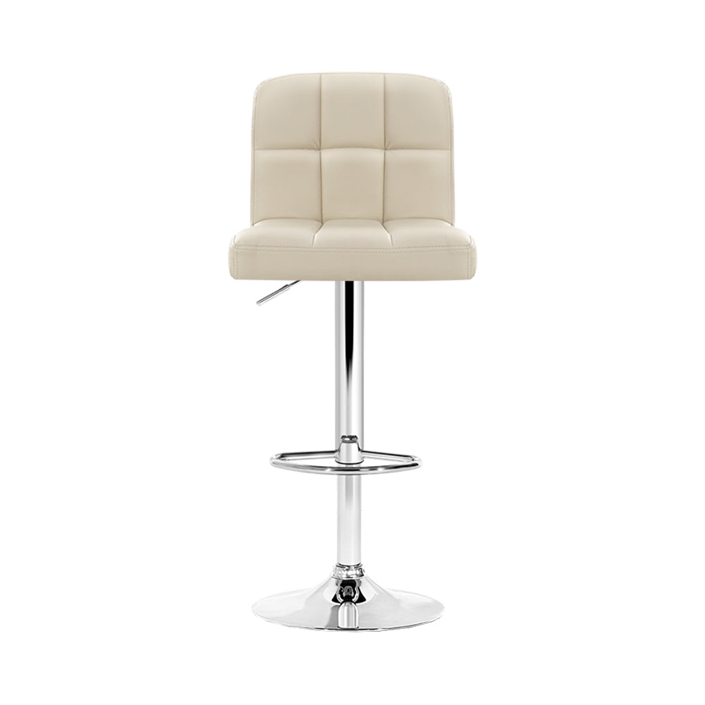 Stylish 4x Bar Stools Leather Gas Lift Beige