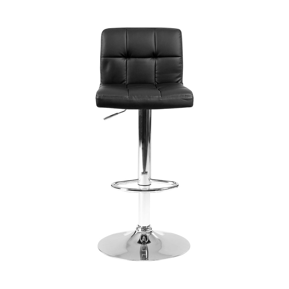 Noel 2x Bar Stools Leather Gas Lift Black