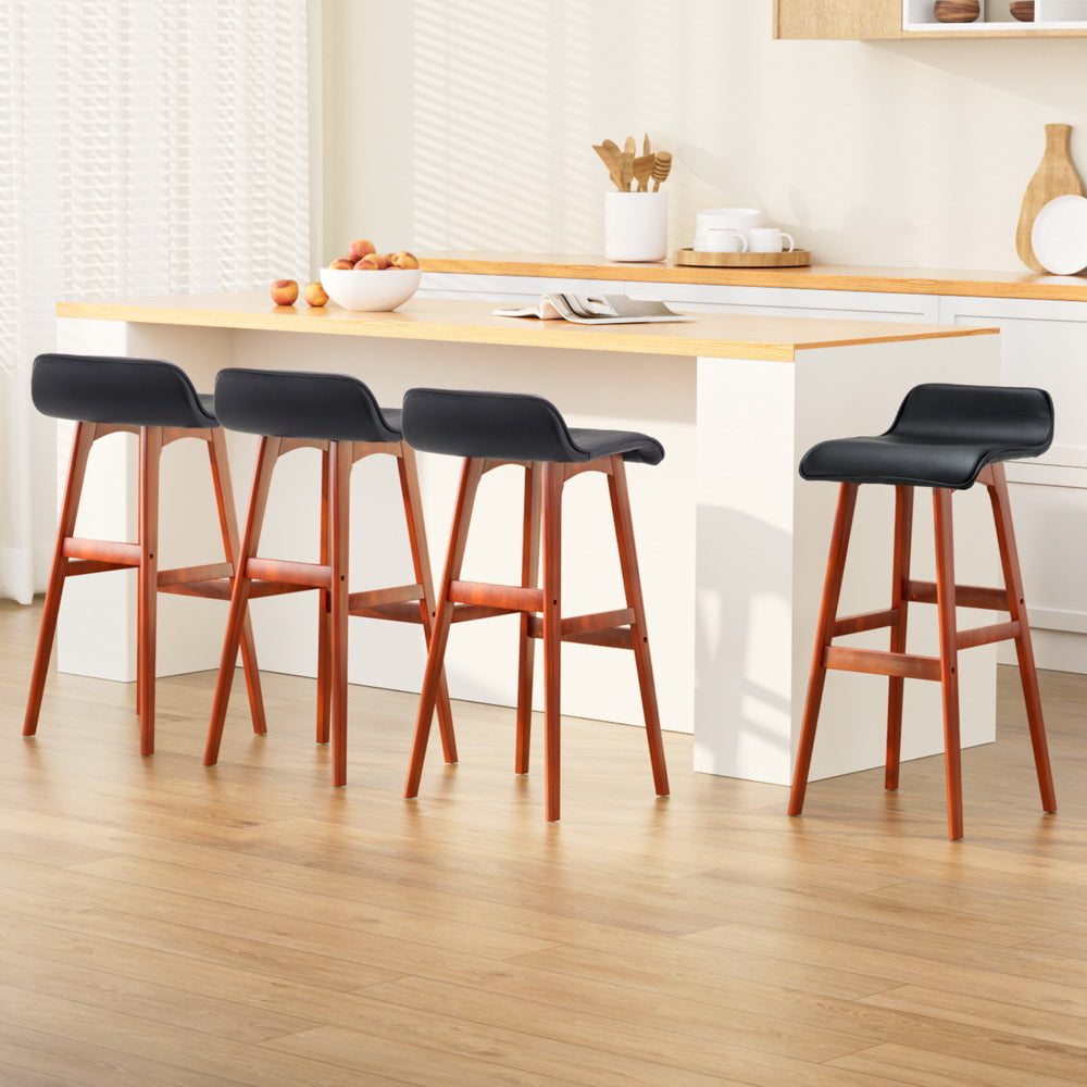 Silva 4x Bar Stools Wooden Stool Black