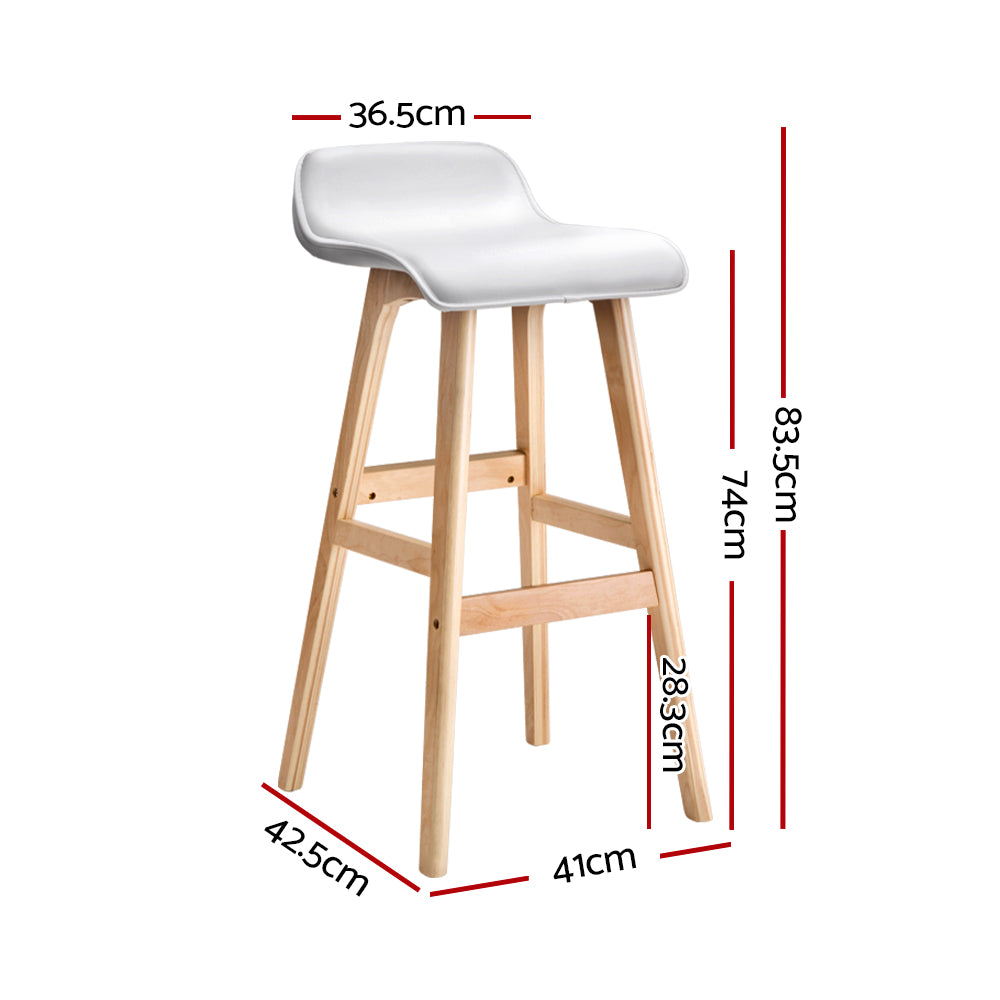Luxury 4x Bar Stools Wooden Stool White