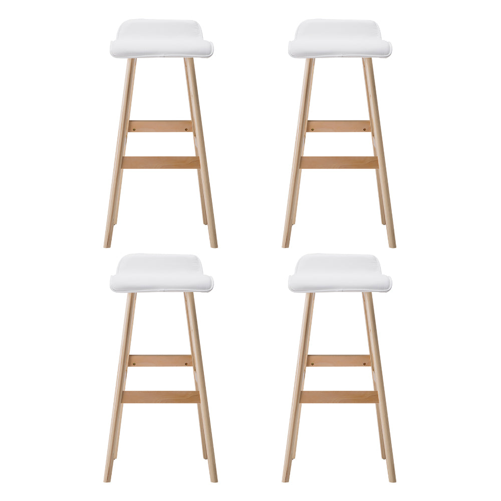 Luxury 4x Bar Stools Wooden Stool White