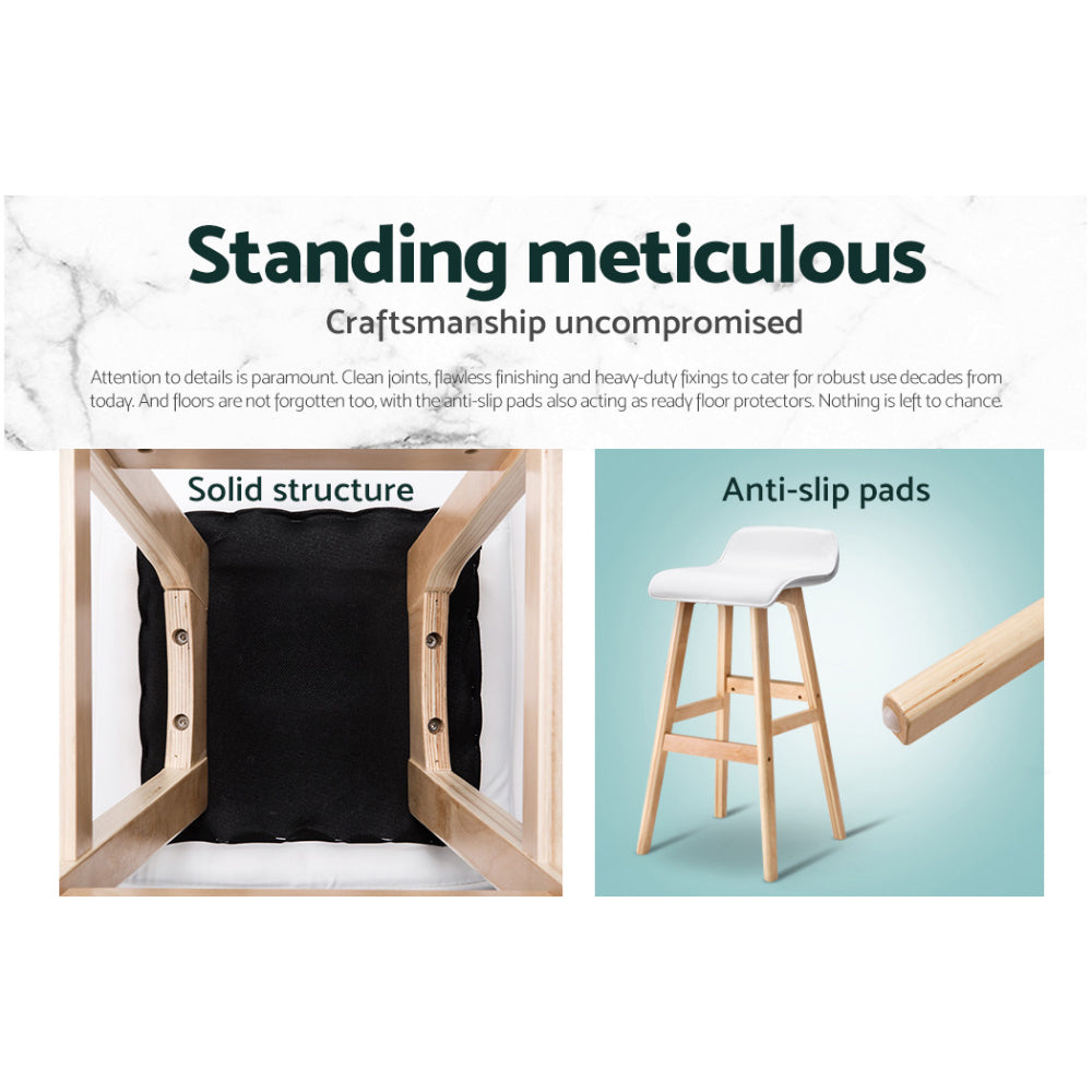 Luxury 4x Bar Stools Wooden Stool White