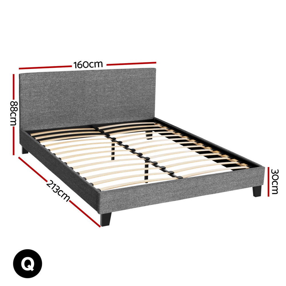 Modern Bed Frame Queen Size Grey NEO