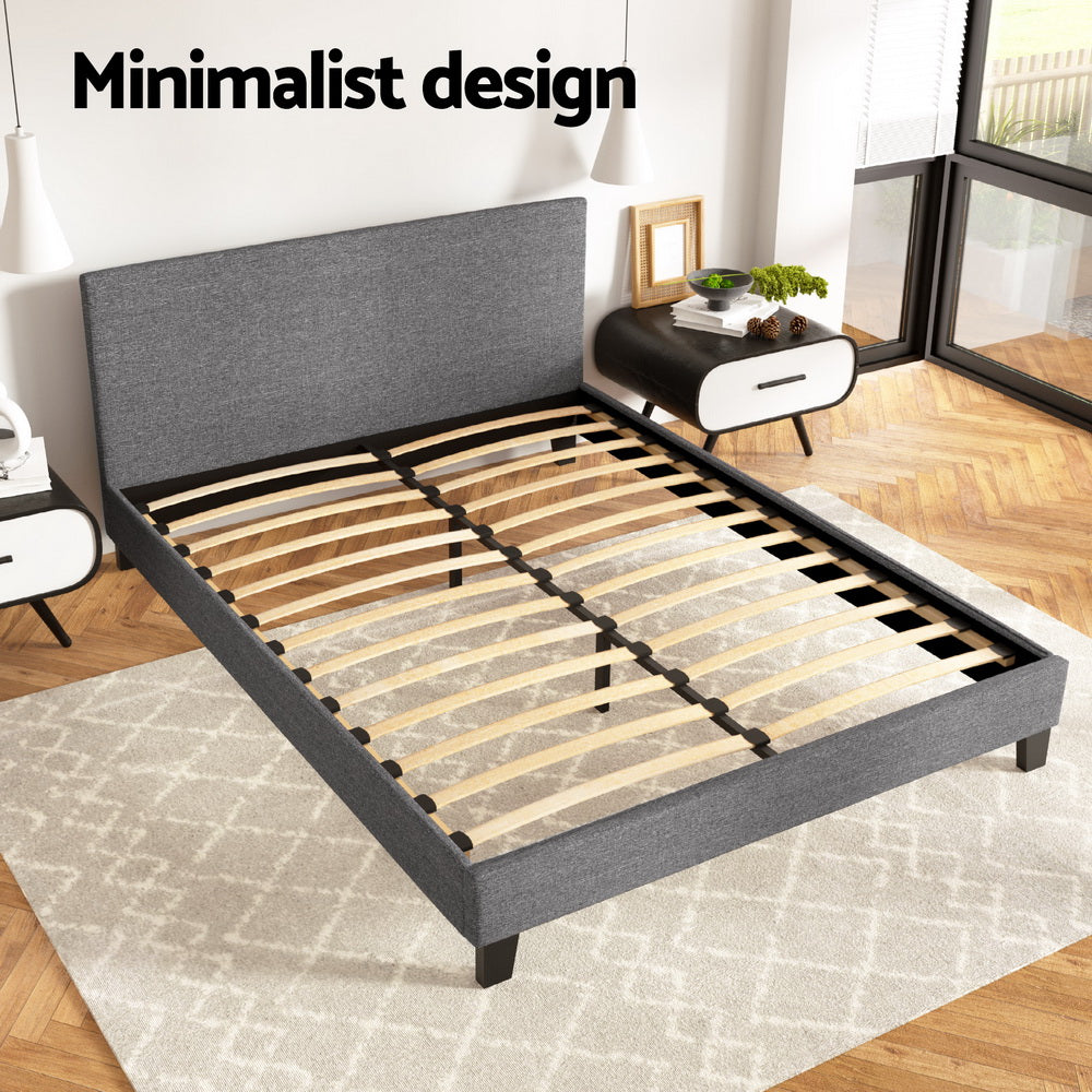 Modern Bed Frame Queen Size Grey NEO