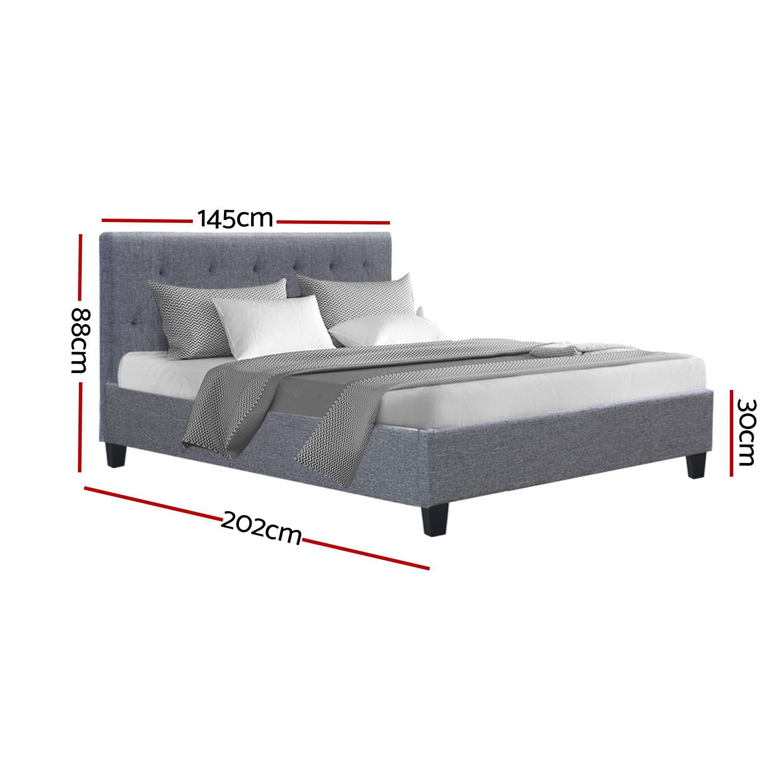 Elegant Bed Frame Double Size Grey VANKE