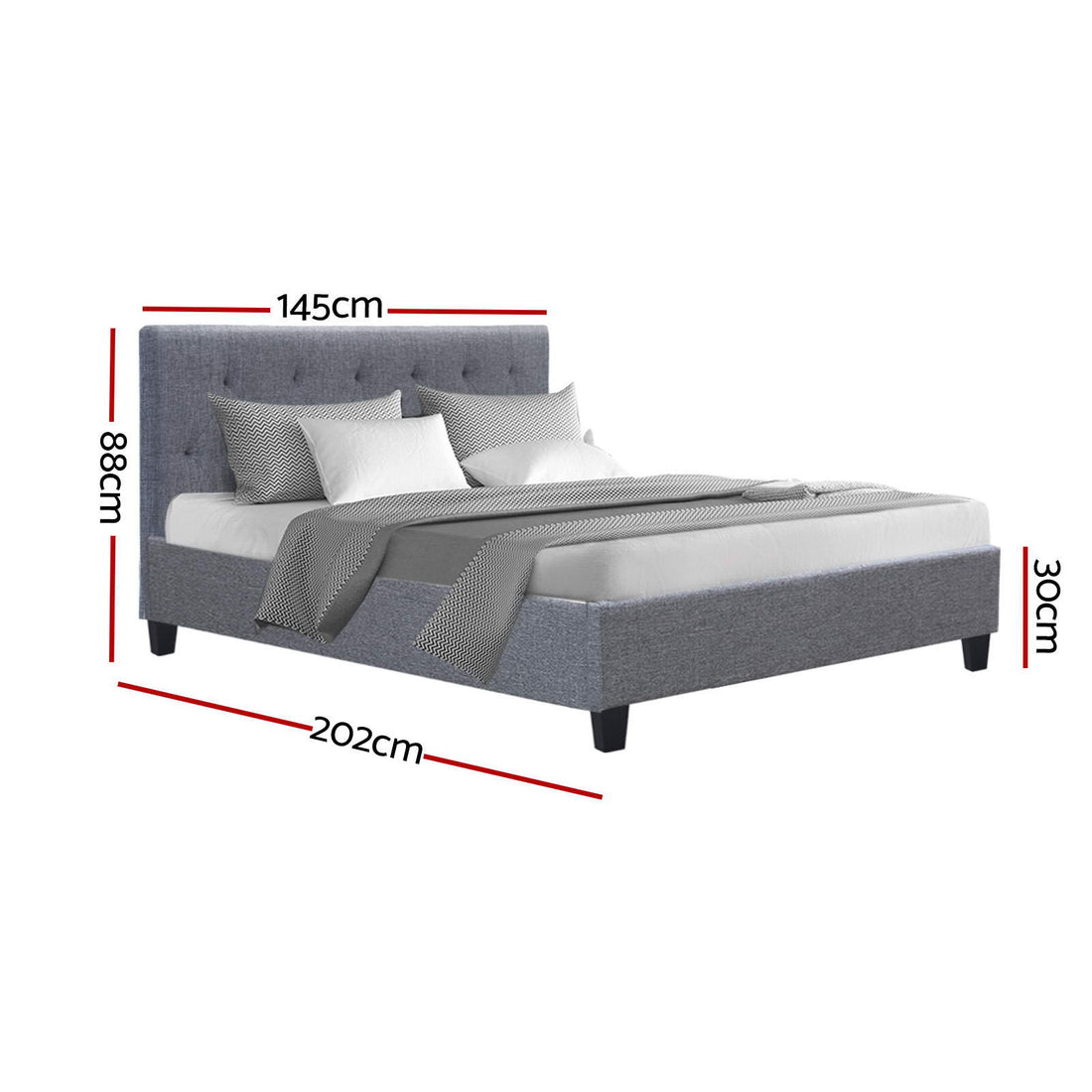 Elegant Bed Frame Double Size Grey VANKE