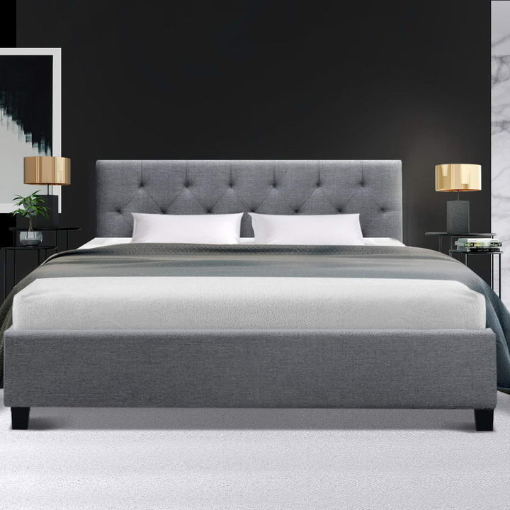 Elegant Bed Frame Double Size Grey VANKE
